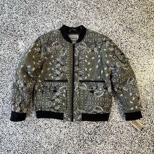 Levis Diamond Quilted Bomber Jacket Mens XL Bandana Insulation Olive Green Zip